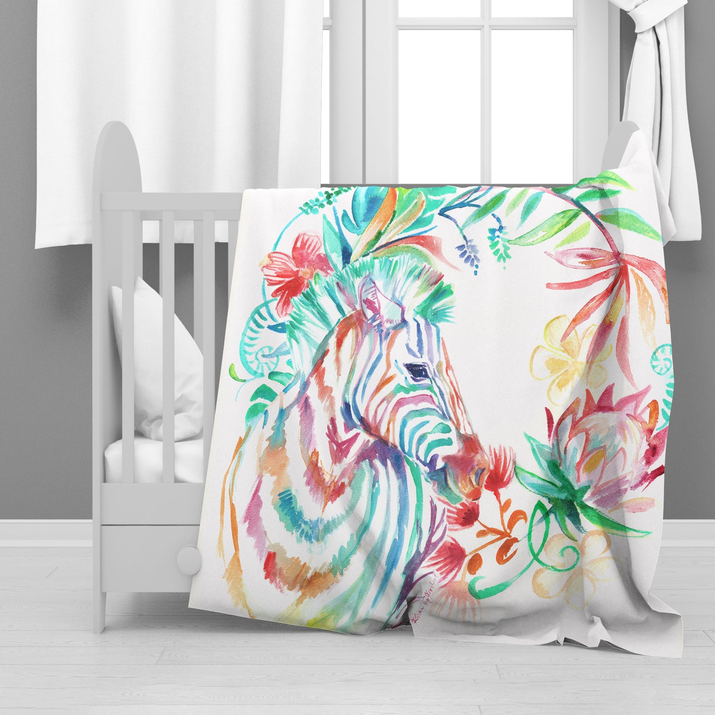 Colourful Zebra Minky Blanket By Kristin Van Lieshout