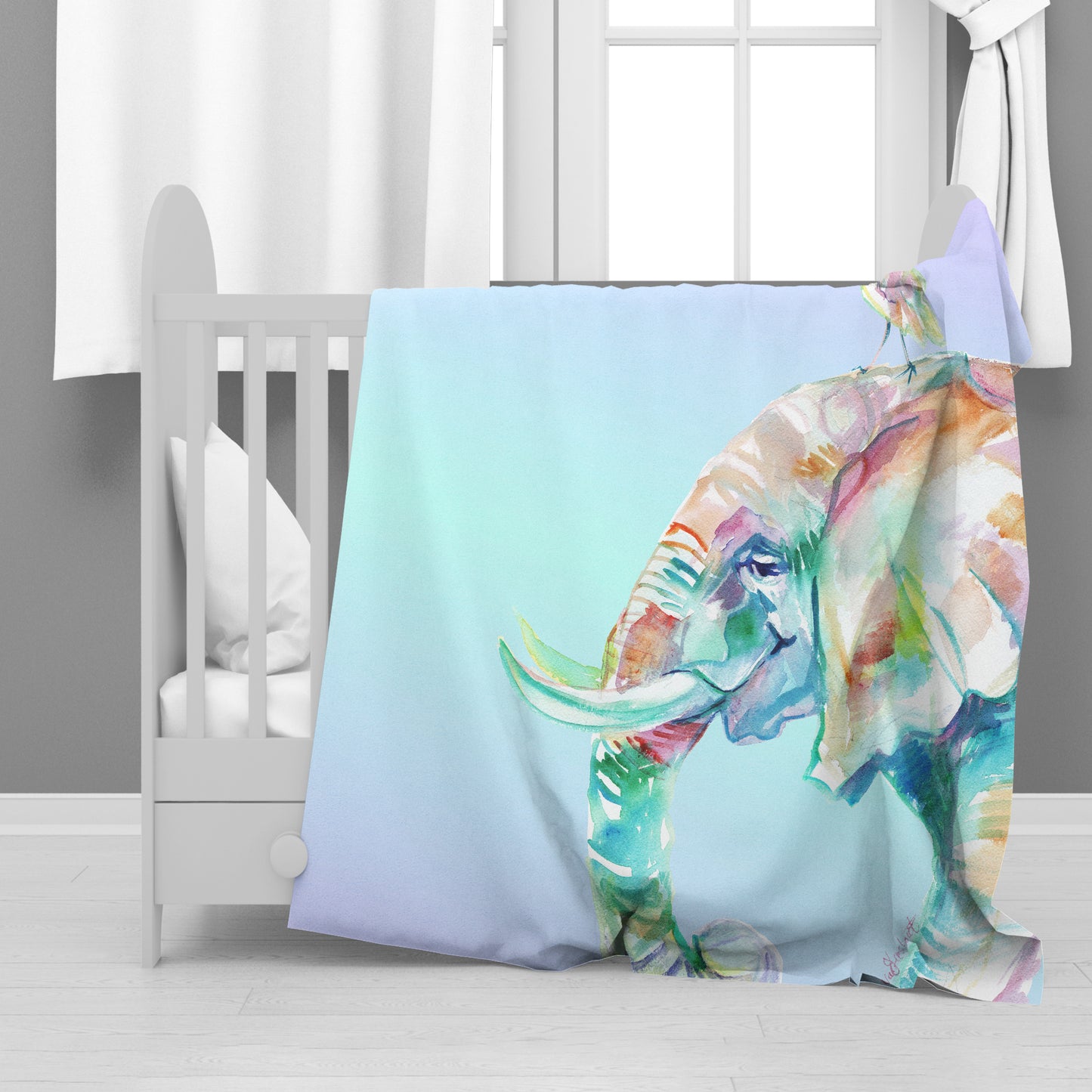 Elephant Minky Blanket By Kristin Van Lieshout