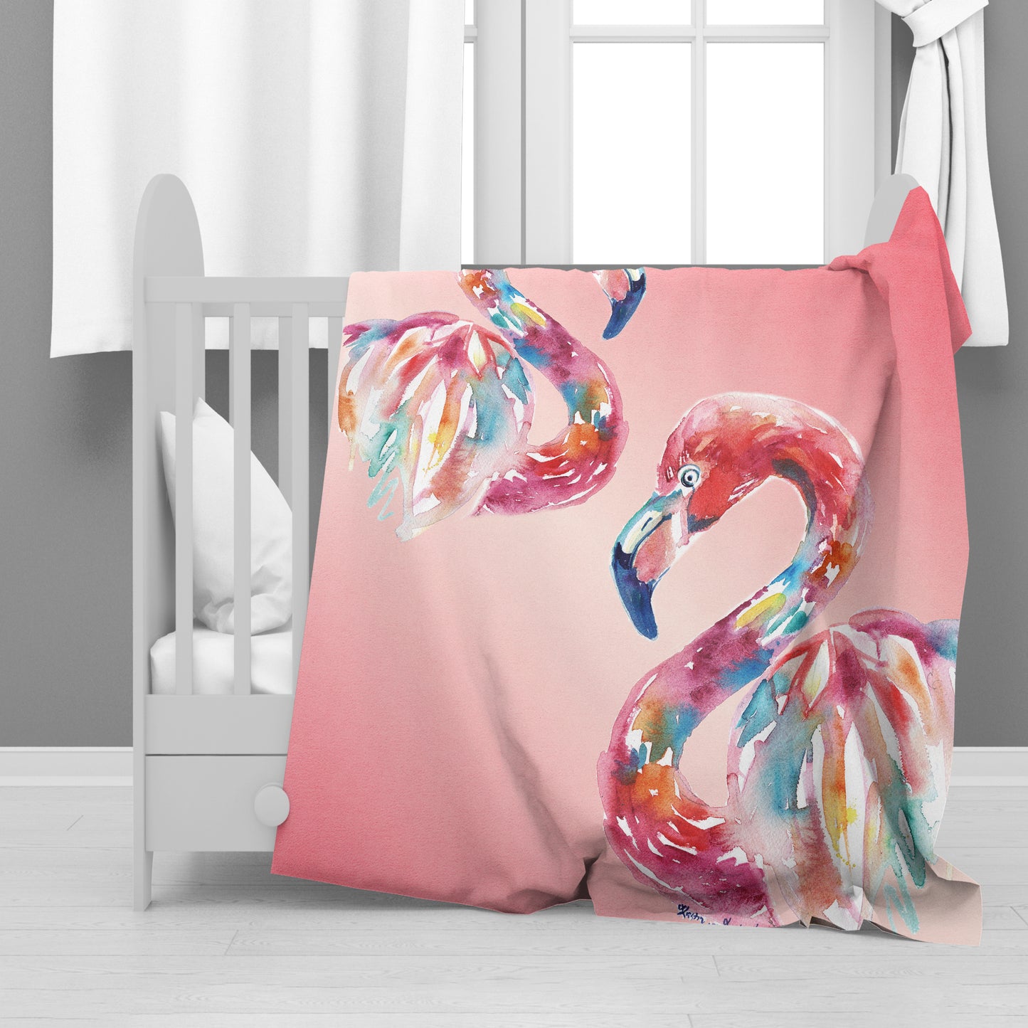 Flamingo Minky Blanket By Kristin Van Lieshout