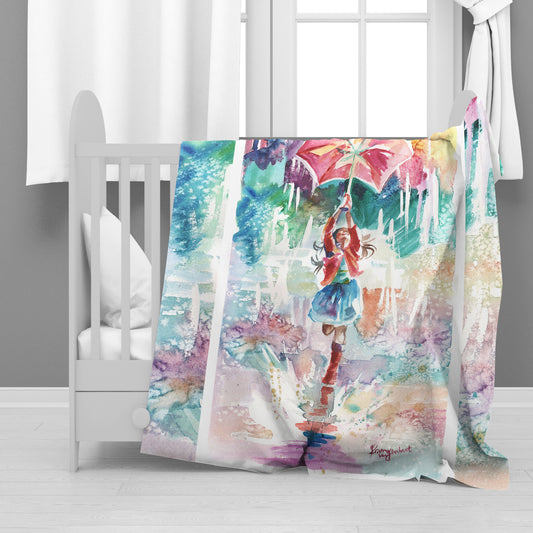 Laughing in the Rain Minky Blanket By Kristin Van Lieshout