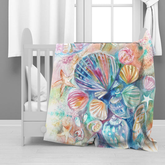 Sea Shells Minky Blanket By Kristin Van Lieshout