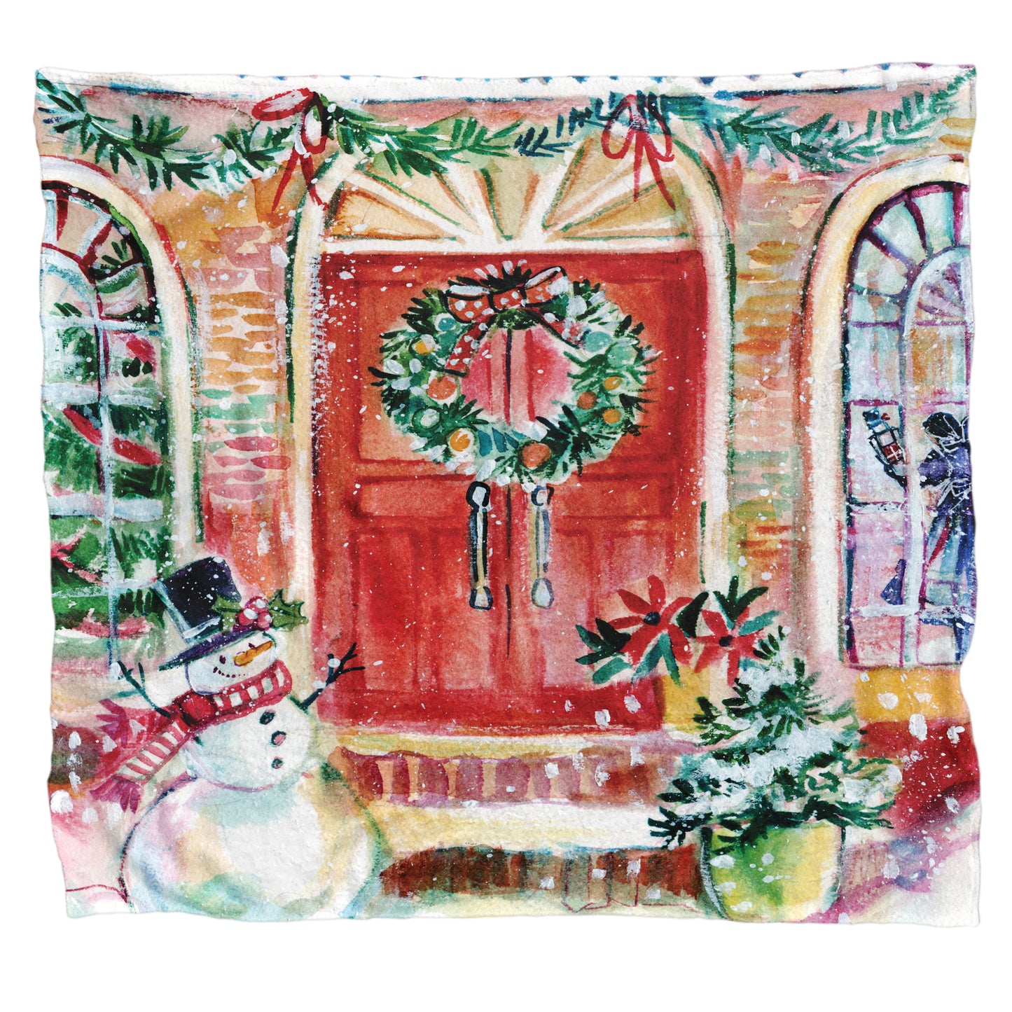Christmas House - Light Weight Fleece Blanket by Kristin Van Lieshout