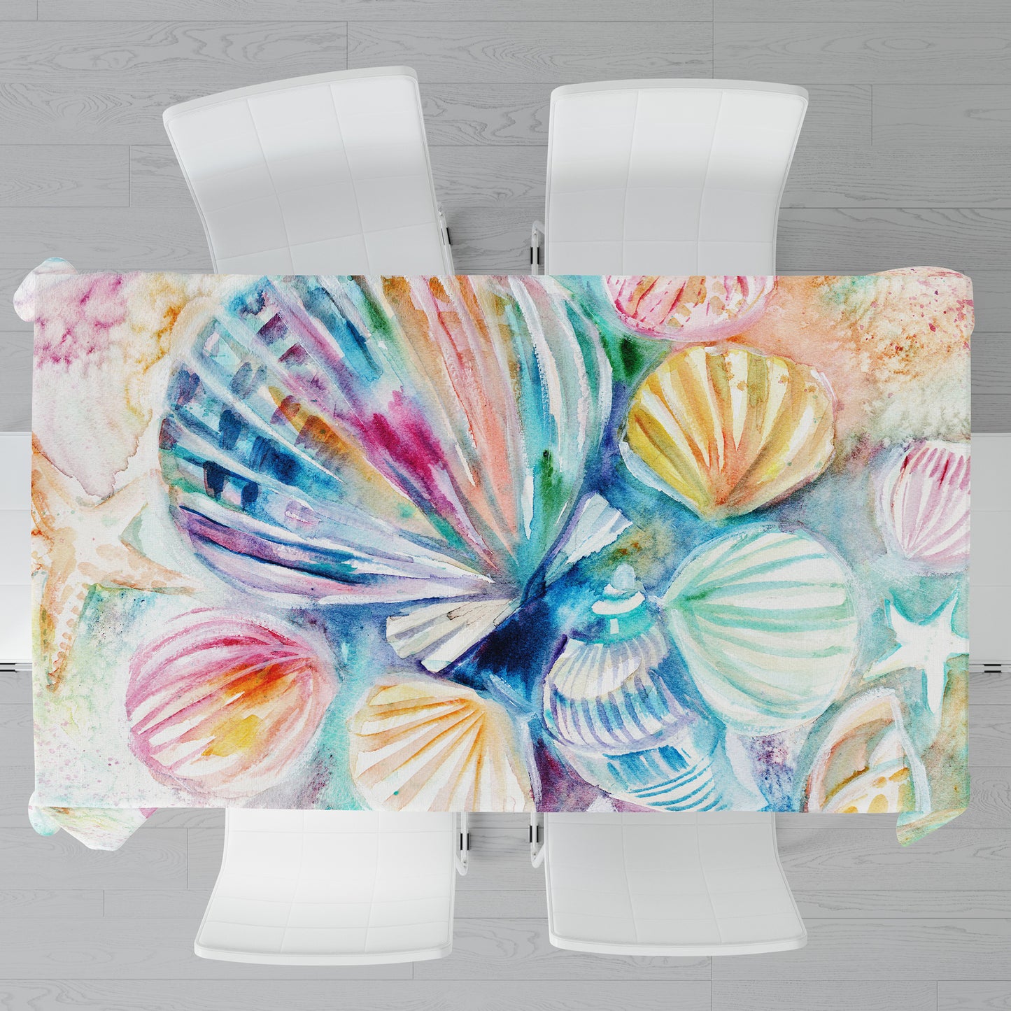 Seashells Rectangle Tablecloth By Kristin Van Lieshout