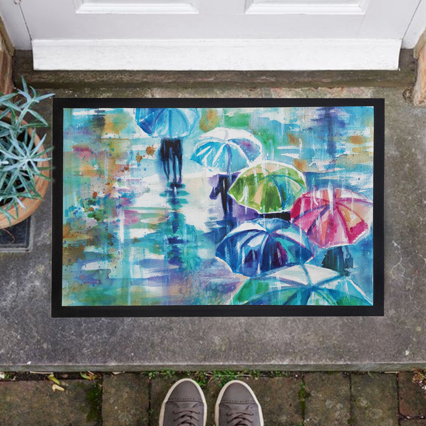 Sea of Umbrellas - Door Mat by Kristin van Lieshout