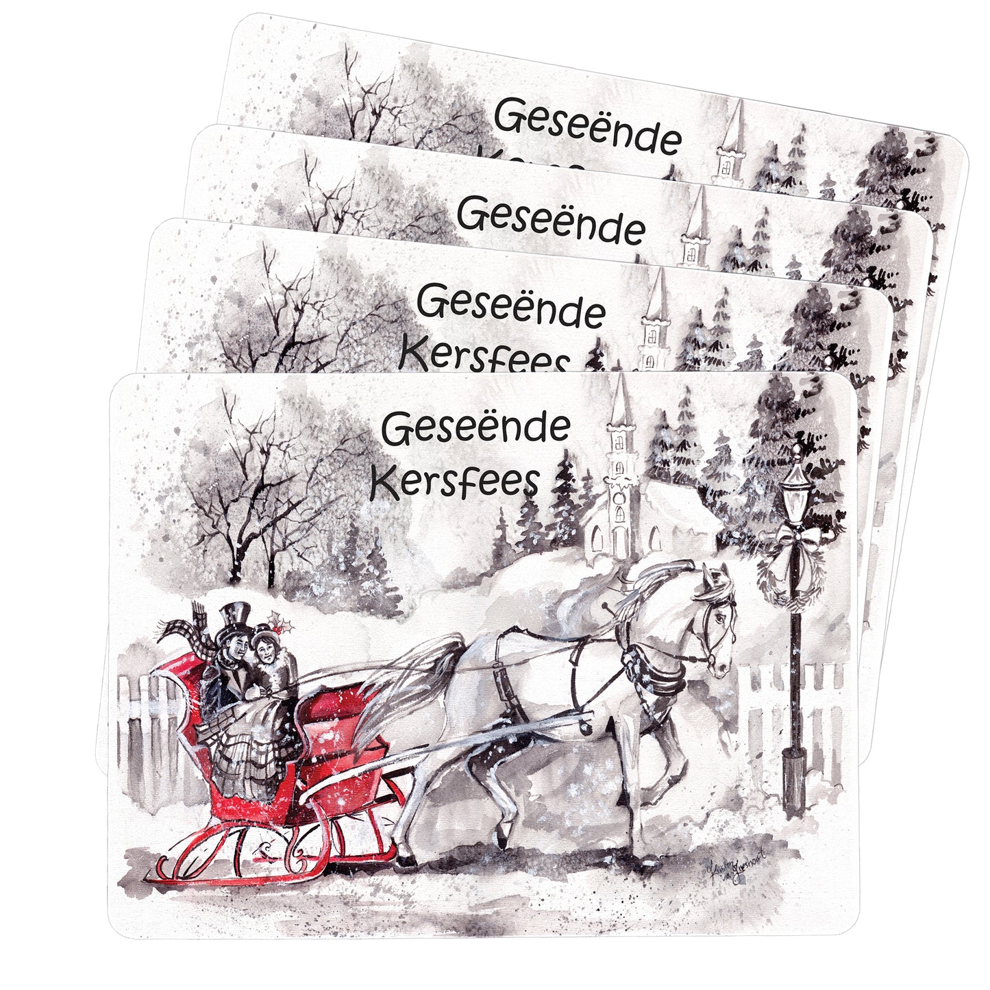 Sleigh Ride Christmas Placemats by Kristin Van Lieshout