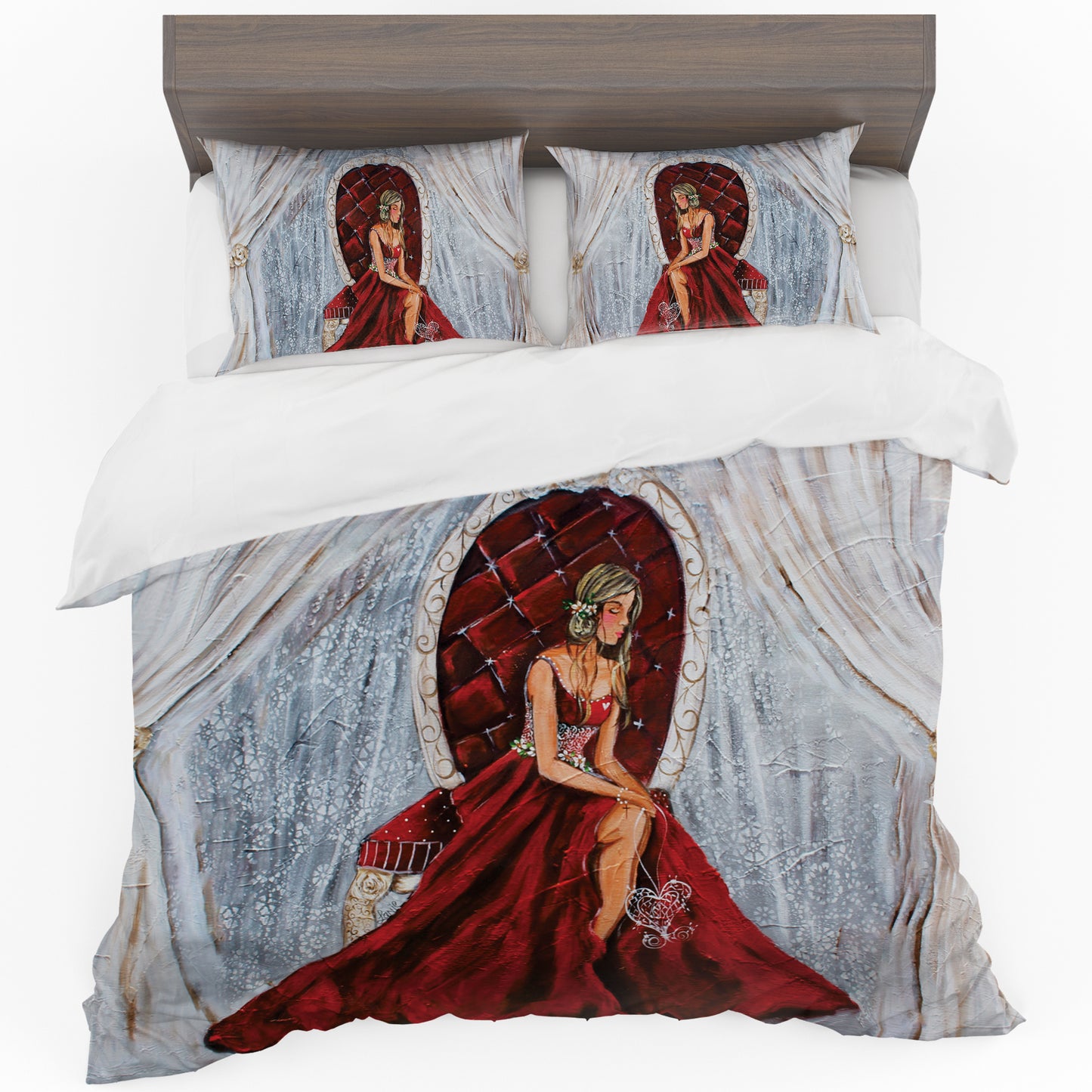 Red Dress Lady Duvet Cover Set by Lanie's Art