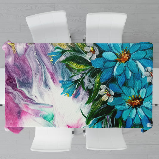 Alcohol Ink Flowers Rectangle Tablecloth By Lanie’s Art