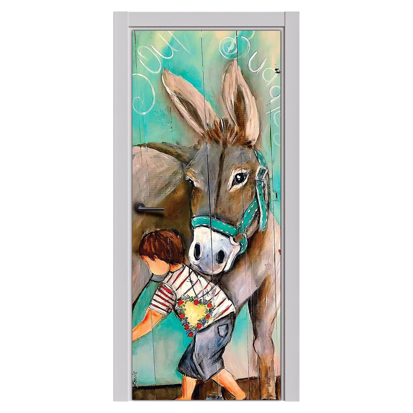 Decoupage -Donkey and his Buddy Door By Lanie's Art