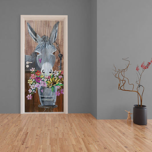 Decoupage Transfers - Donkey With Flowers by Lanie's Art - Door