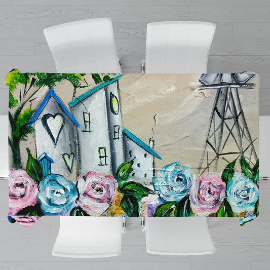 House Windmills Rectangle Tablecloth By Lanie’s Art