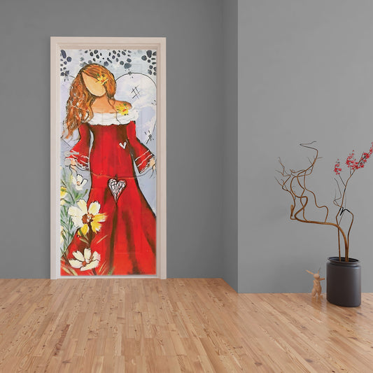 Decoupage Transfers - Red Dress Yellow Flowers by Lanie's Art - Door