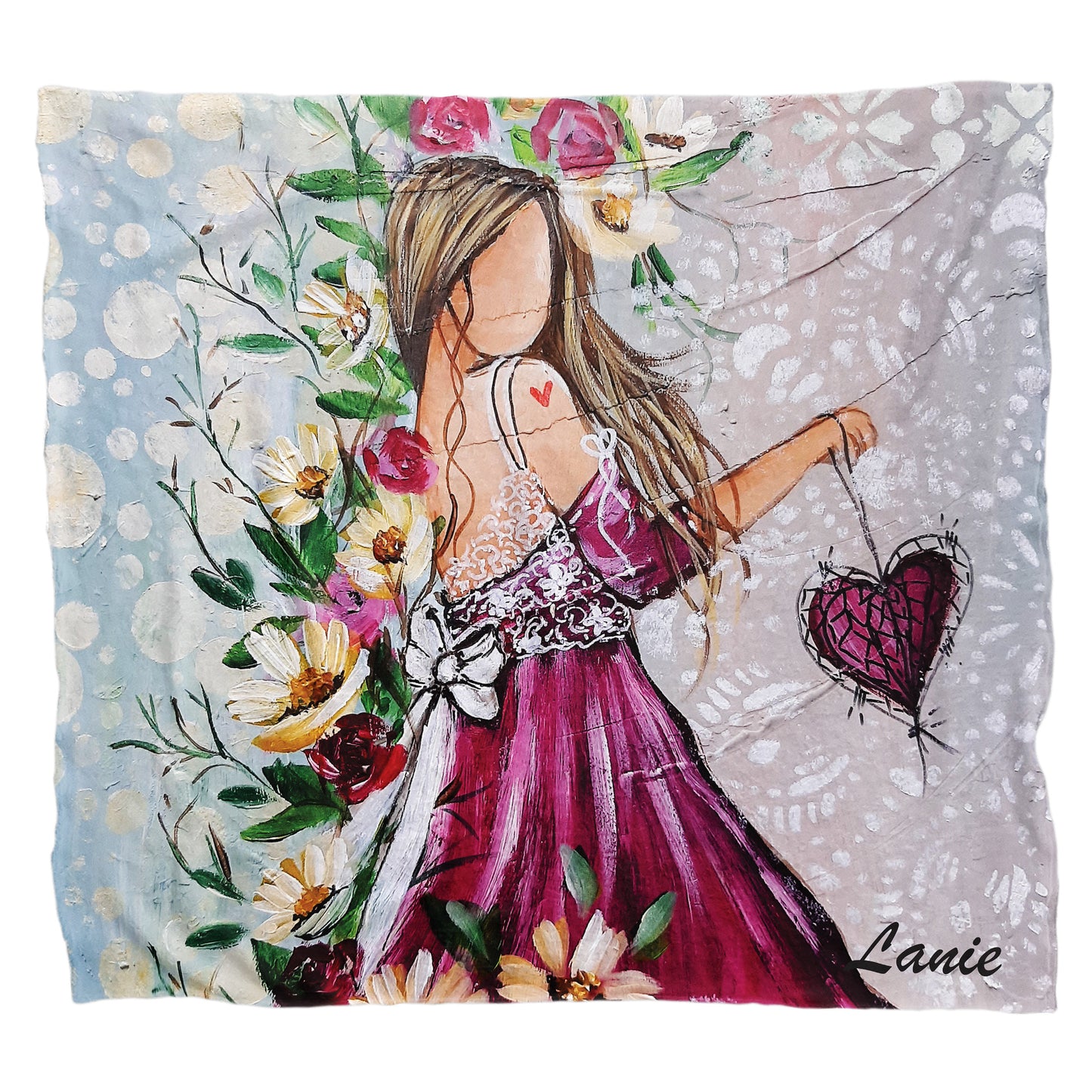 Pink Dress Heart Light Weight Fleece Blanket By Lanie’s Art