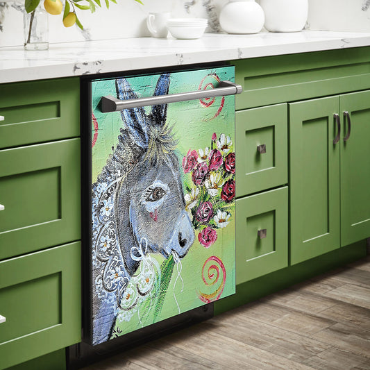 Decoupage - Donkey With Bouquet 1m x 1m By Lanie’s Art