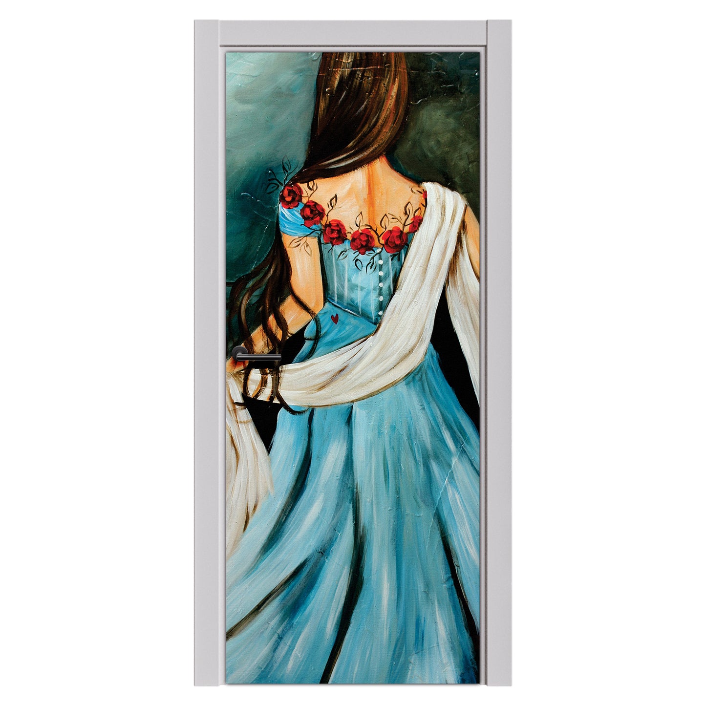 Decoupage - Lady in Blue Dress Door By Lanie’s Art