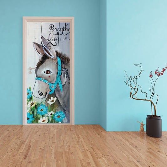 Decoupage - Donkey in Blue Door By Lanie’s Art