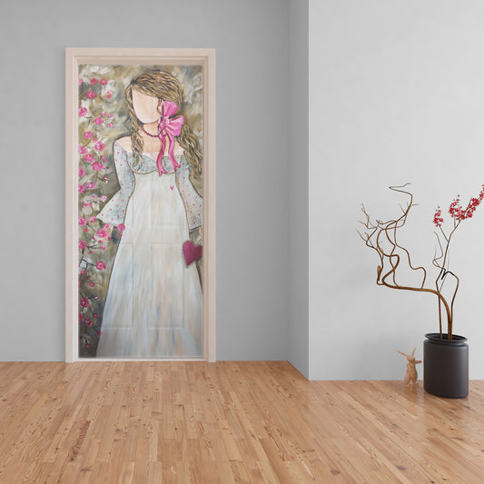Girl with Pink Bow Decoupage by Lanie's Art (800mm x 2000mm - Door)