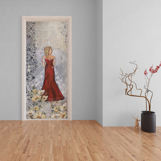 Red Dress Angel Decoupage by Lanie's Art (800mm x 2000mm - Door)