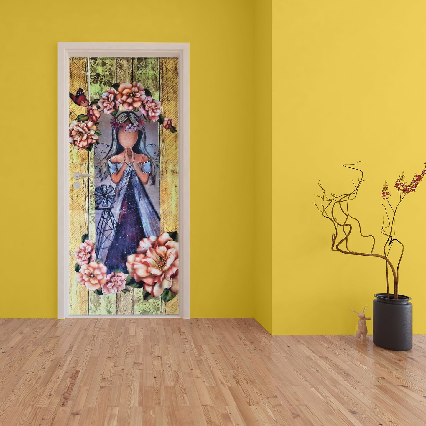Decoupage - Floral Girl Door By Lanie’s Art