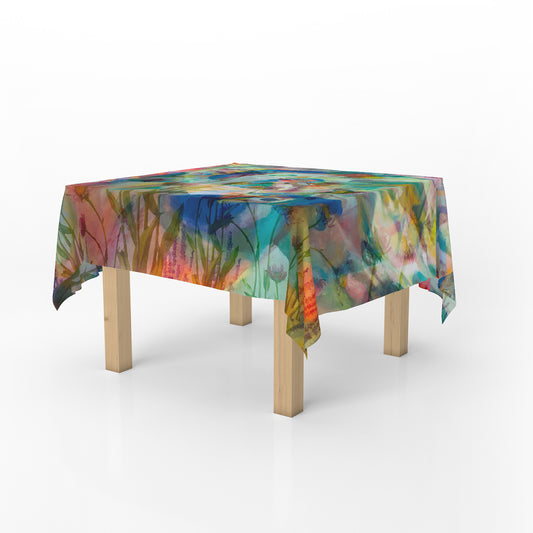Abstract Colourful Flowers Square Tablecloth By Mark Van Vuuren