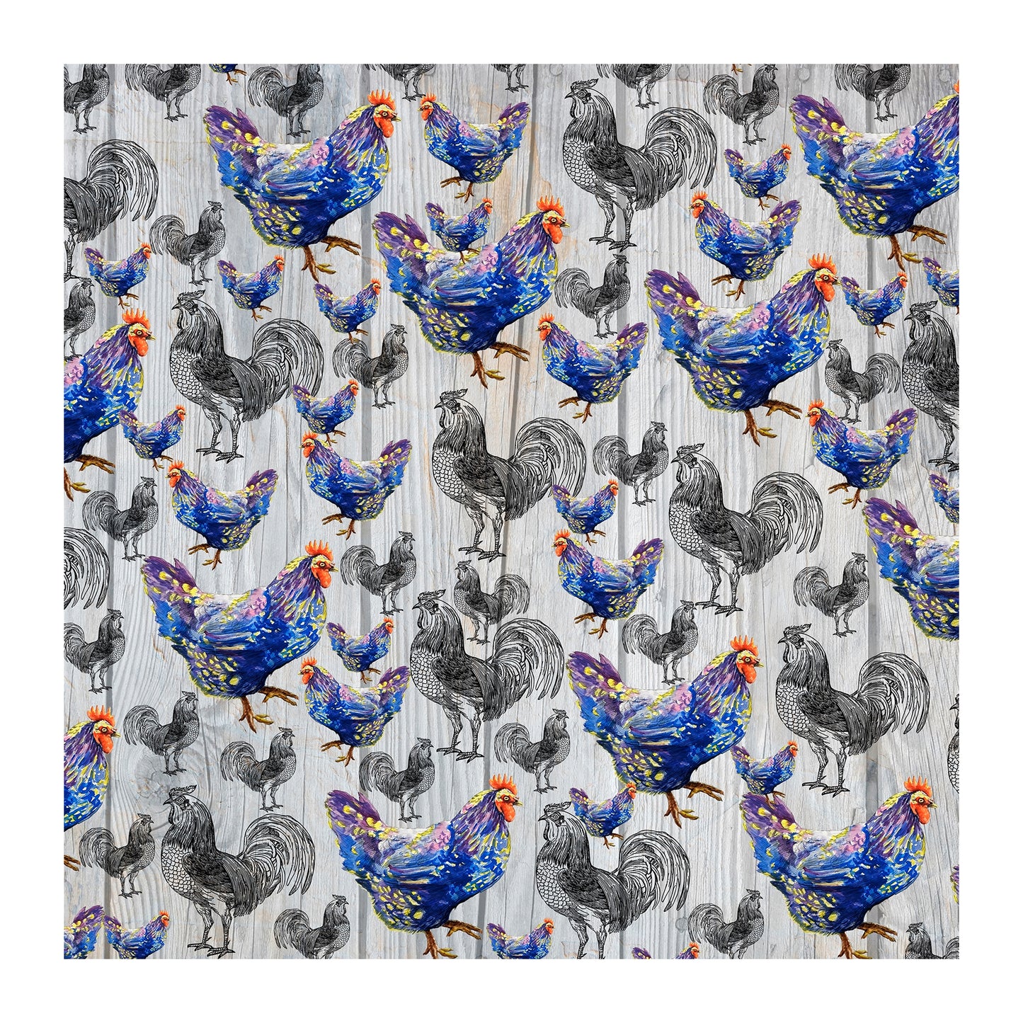 Blue Chicken Square Tablecloth By Mark Van Vuuren