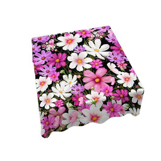 Cosmos on Black Square Tablecloth By Mark Van Vuuren
