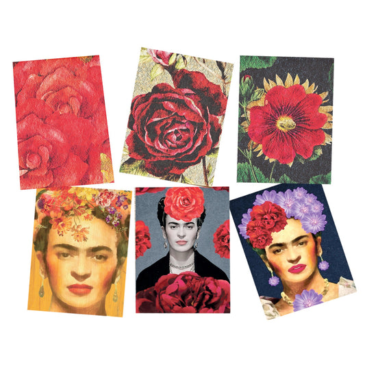 Frida and Red Floral Decoupage A4 or A5 By Mark van Vuuren