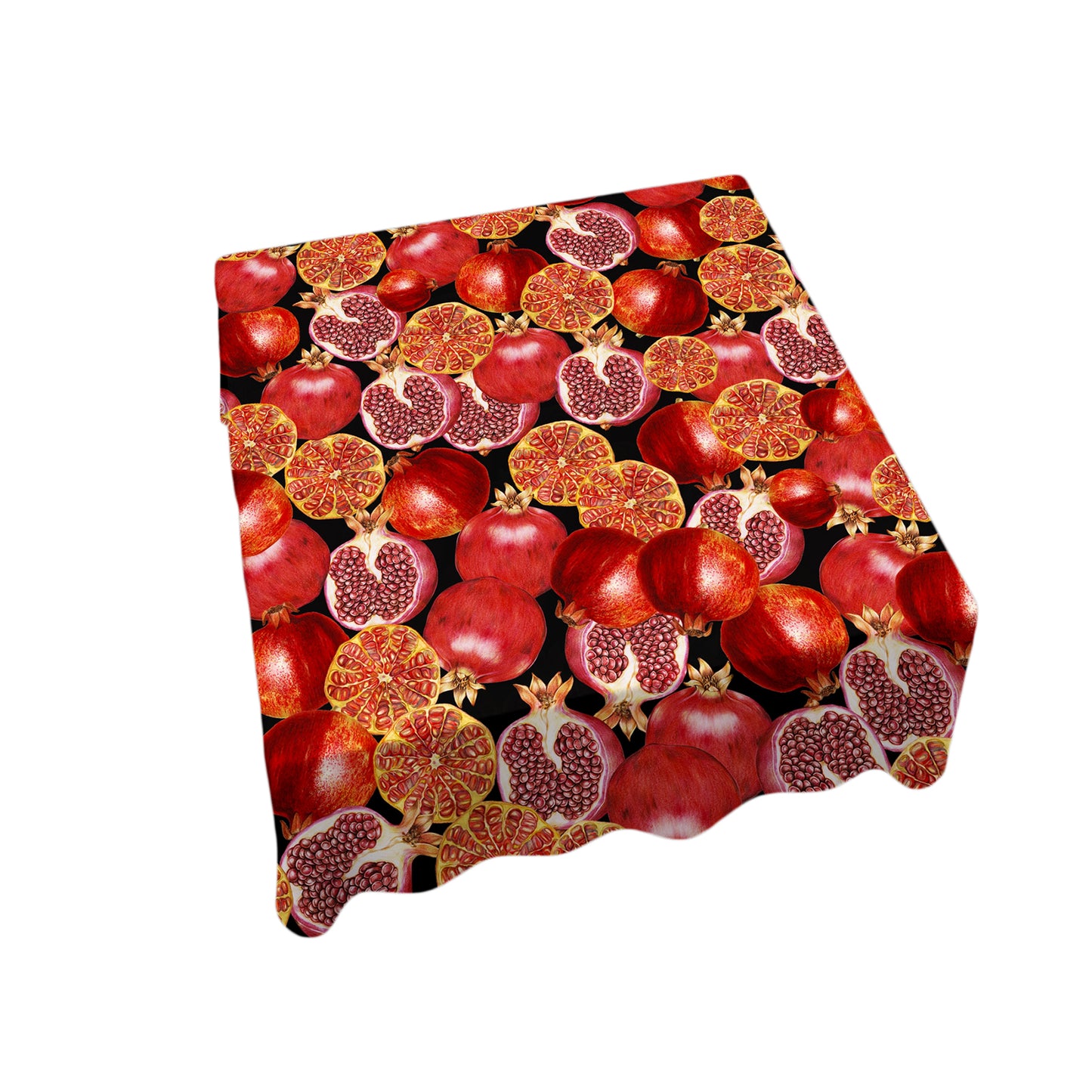 Pomegranites on Black Square Tablecloth By Mark Van Vuuren