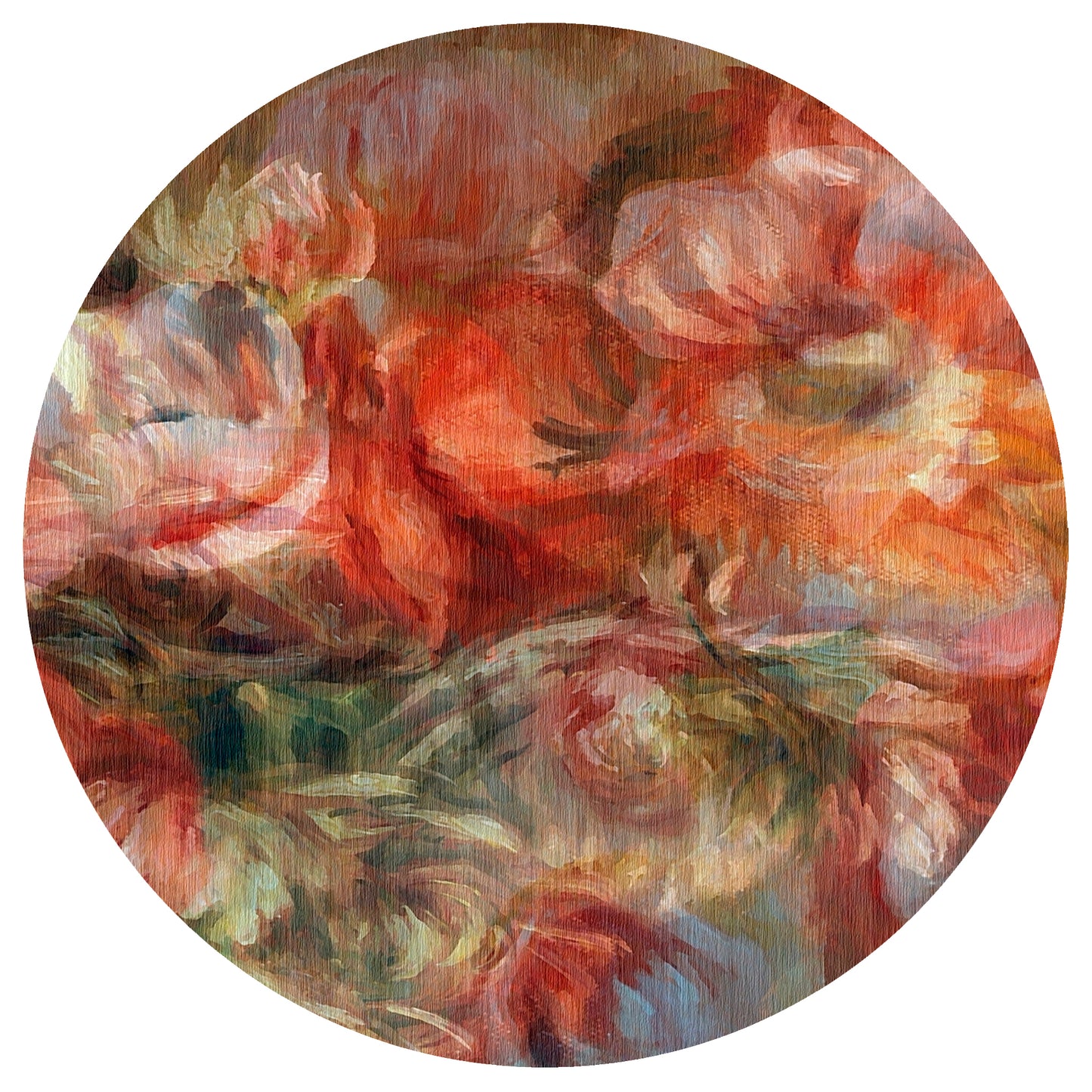 Vintage Canvas Rose Painting Round Tablecloth By Mark Van Vuuren