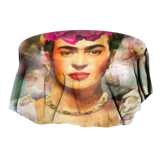 Frida Kahlo Painted Flowers Round Tablecloth By Mark Van Vuuren
