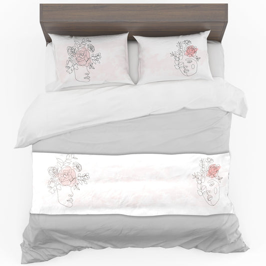Mono Line Art Bed Runner and Optional Pillowcases