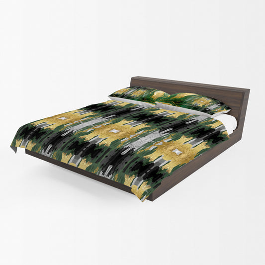 Green and Gold Collision Duvet Cover Set By Nathan Pieterse