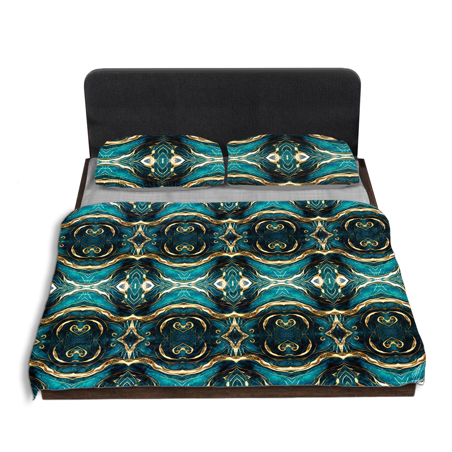Blue Marble Gold By Nathan Pieterse Duvet Cover Set
