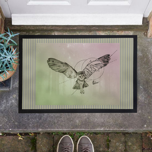 Owl in Flight Door Mat By Nathan Pieterse