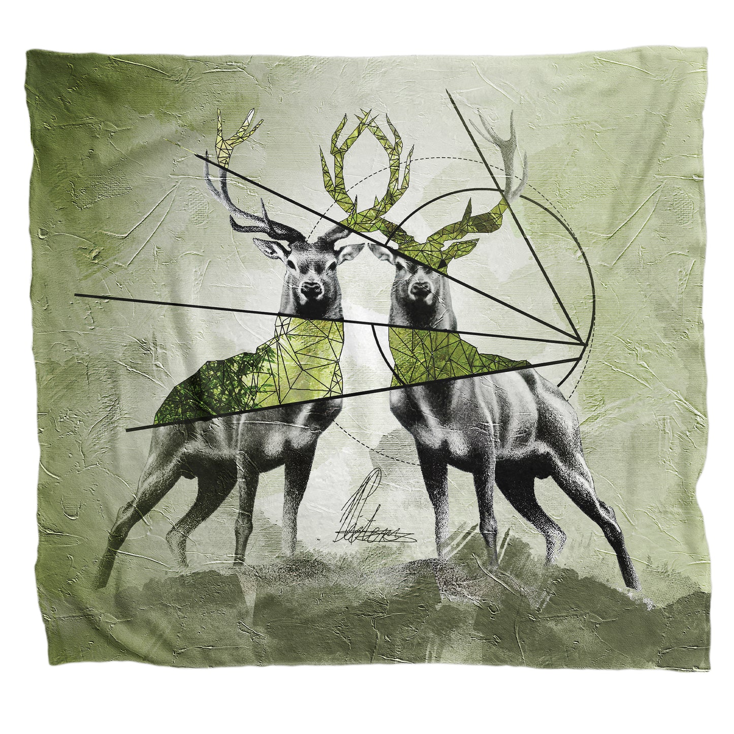 Gemini Deer Zodiac Light Weight Fleece Blanket by Nathan Pieterse