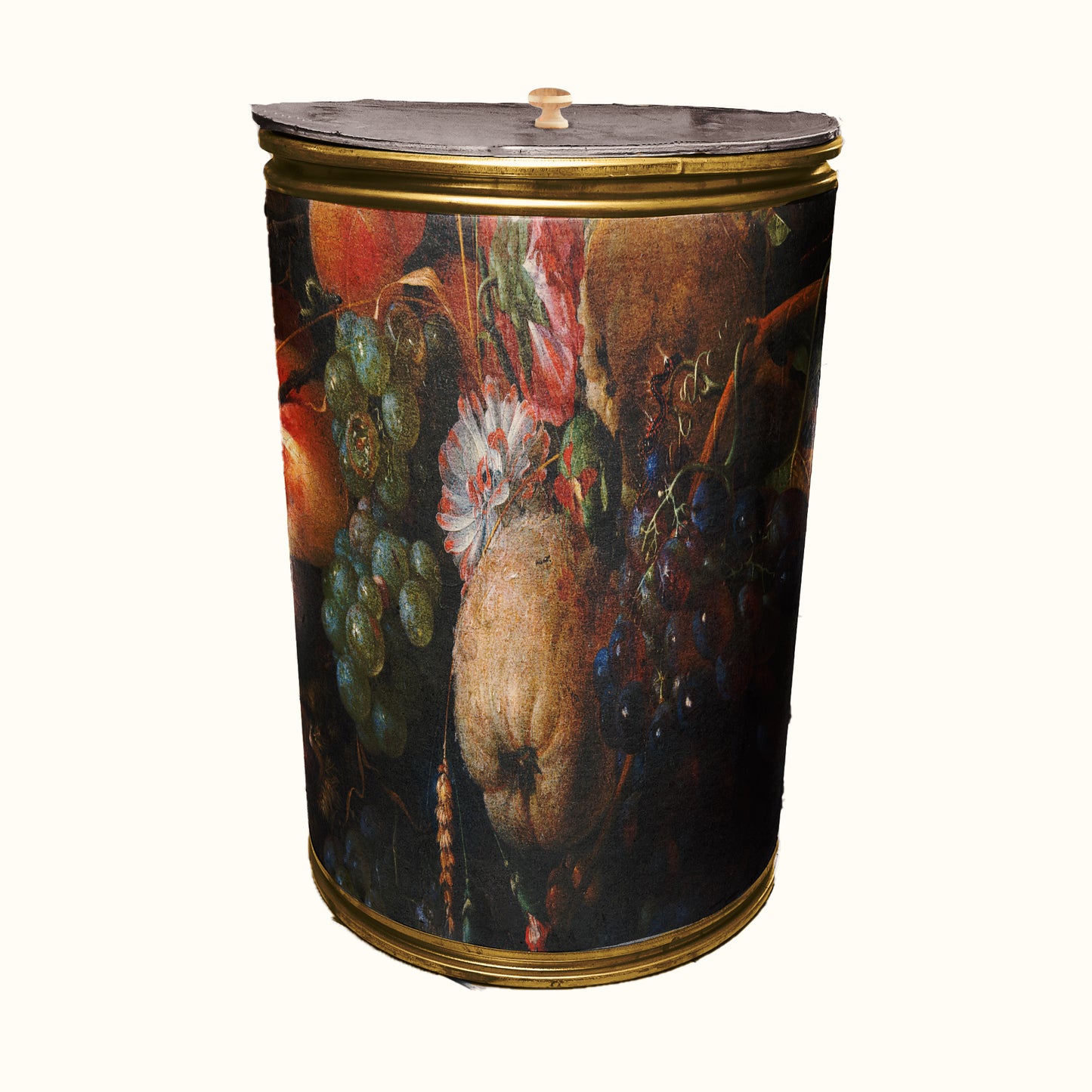 Oil Painted Fruit Basket Decoupage Drum Cover
