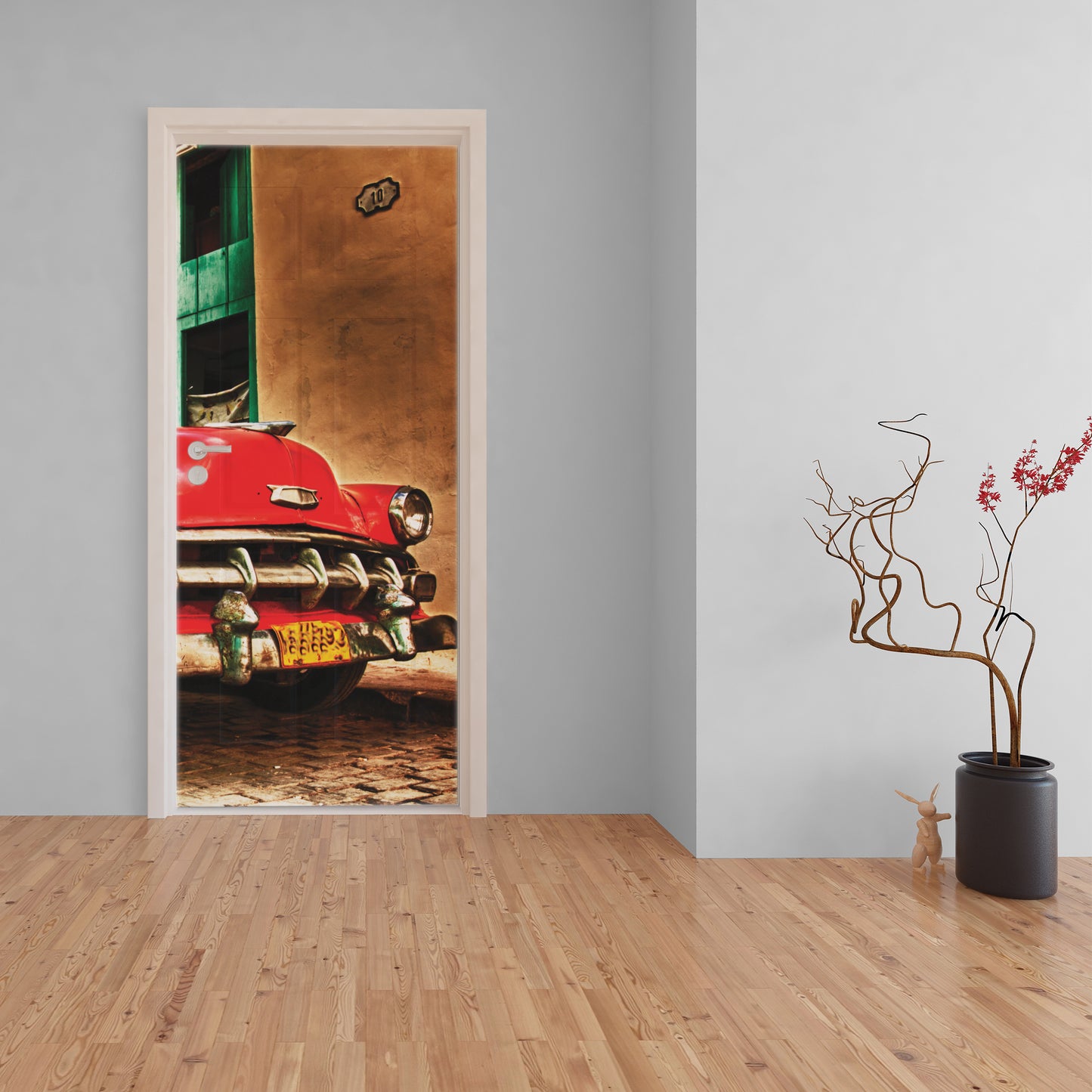 Vintage Red Car Decoupage 800mm x 2000mm (Door)
