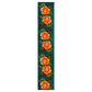 Orange Water Painted Flowers on Emerald Green Table Runner By Mark van Vuuren