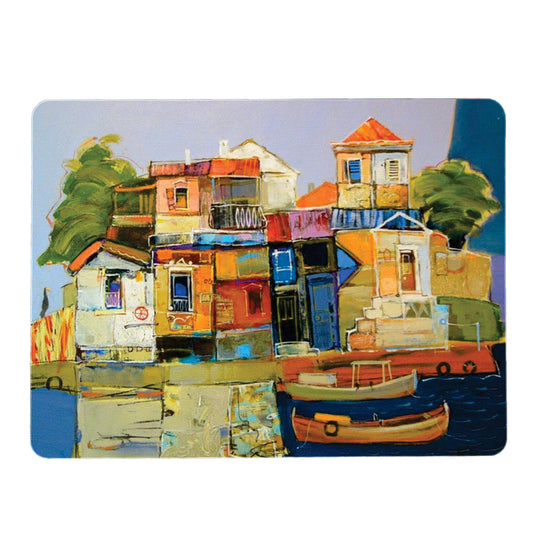 Painted River Houses Mouse Pad