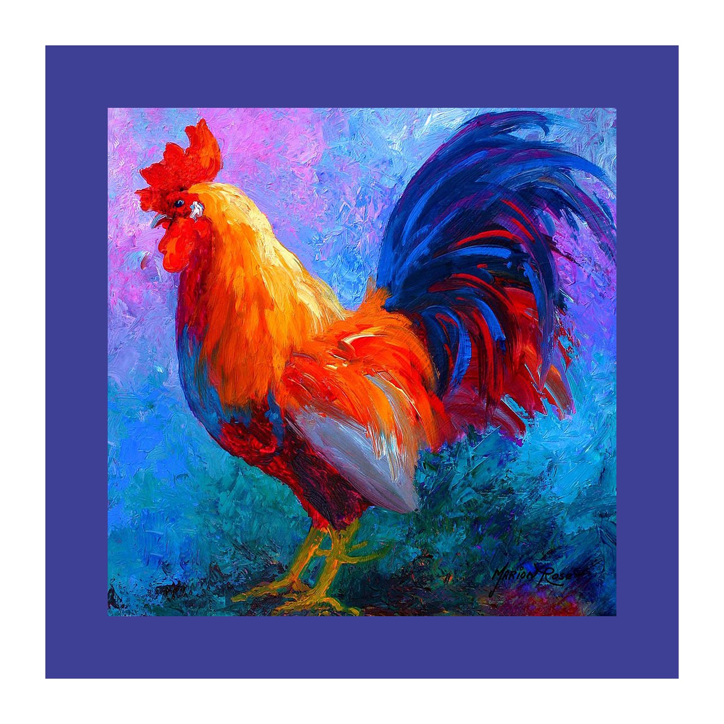 Painted Rooster Square Tablecloth