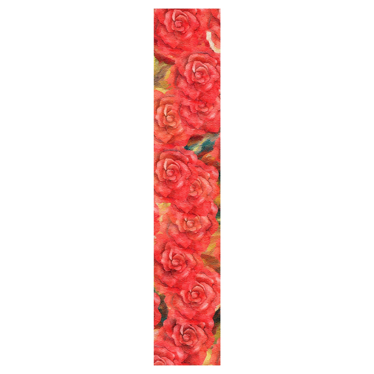 Painted Red Floral on Colourful Background Table Runner By Mark van Vuuren