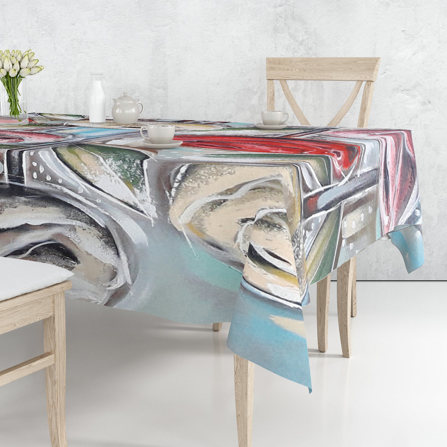 Painted Floral Rectangle Tablecloth