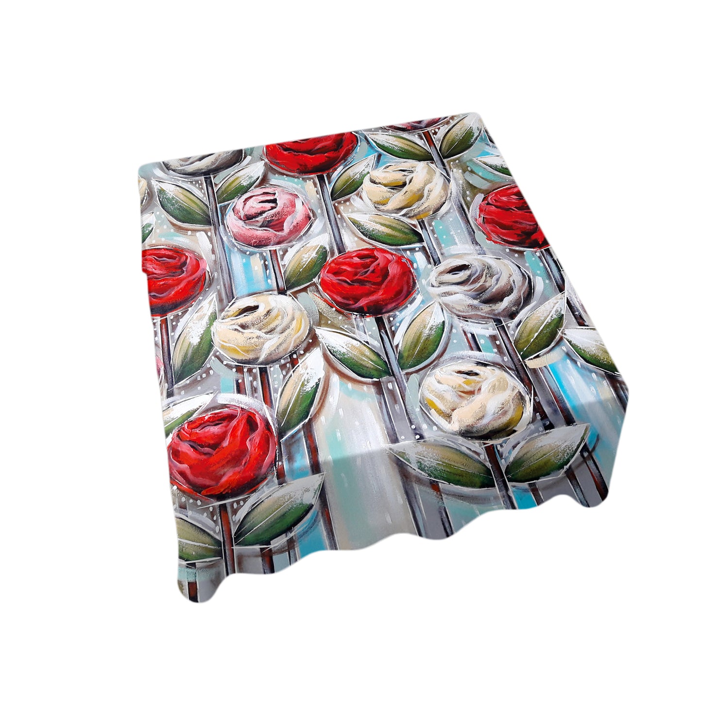 Painted Floral Square Tablecloth