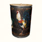 Painted Roosters on Rustic Tiles Decoupage Drum Cover