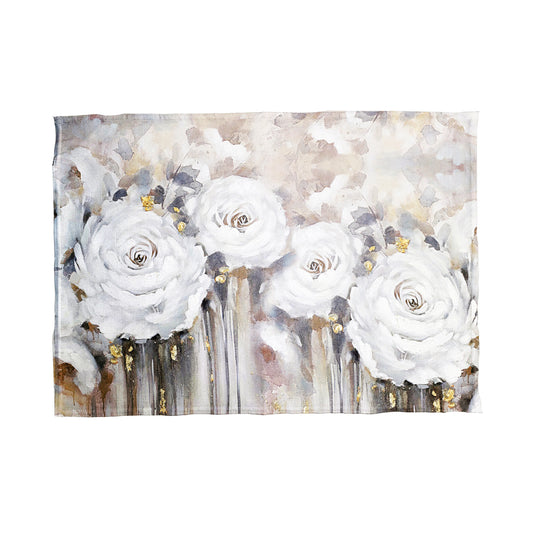 Painted White Flowers Tea Towel