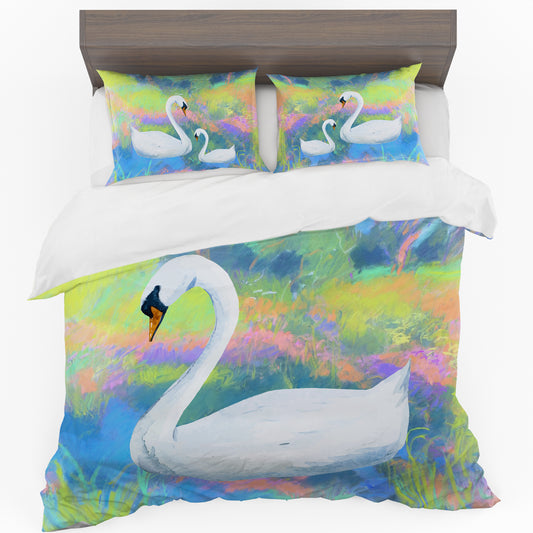 Pastel Swan Duvet Cover Set