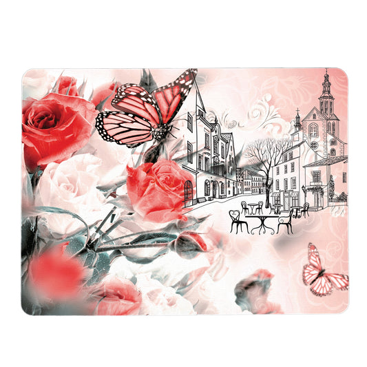 Peach Rose Butterfly Mouse Pad