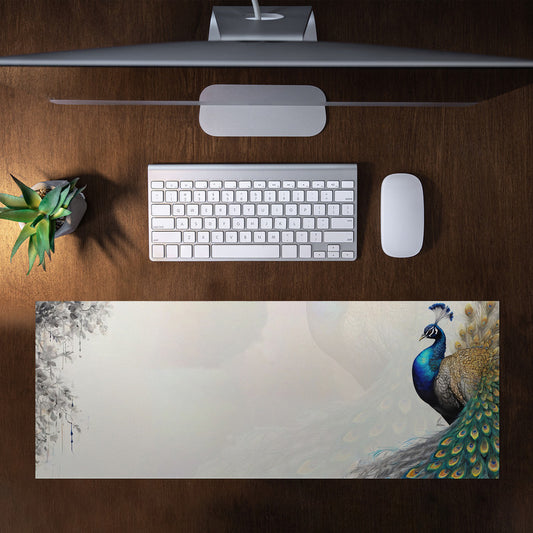 Peacock's Eclipsed Plumage by Nathan Pieterse Large Desk Pad