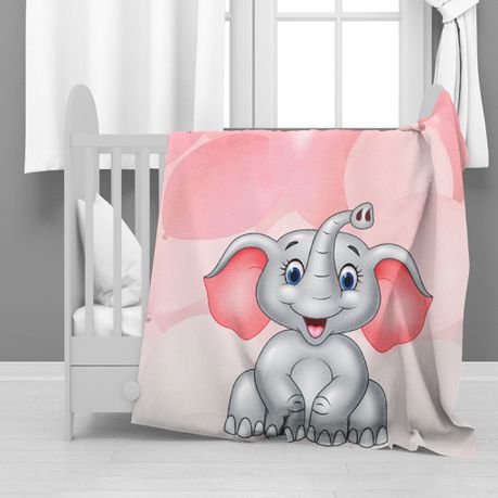 Pink Elephant Balloon Minky Blanket By Mark van Vuuren