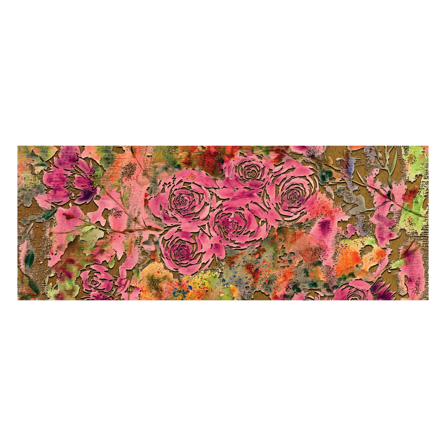 Pink Floral Stencil Decoupage Drum Cover