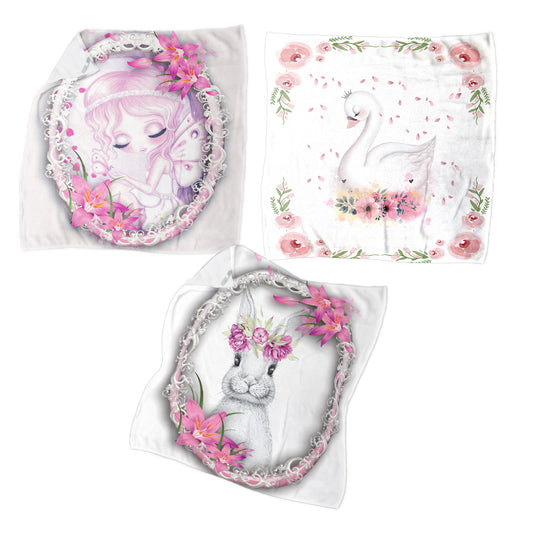 Pink Flower Frames Dribble Cloth (Spoegdoek)
